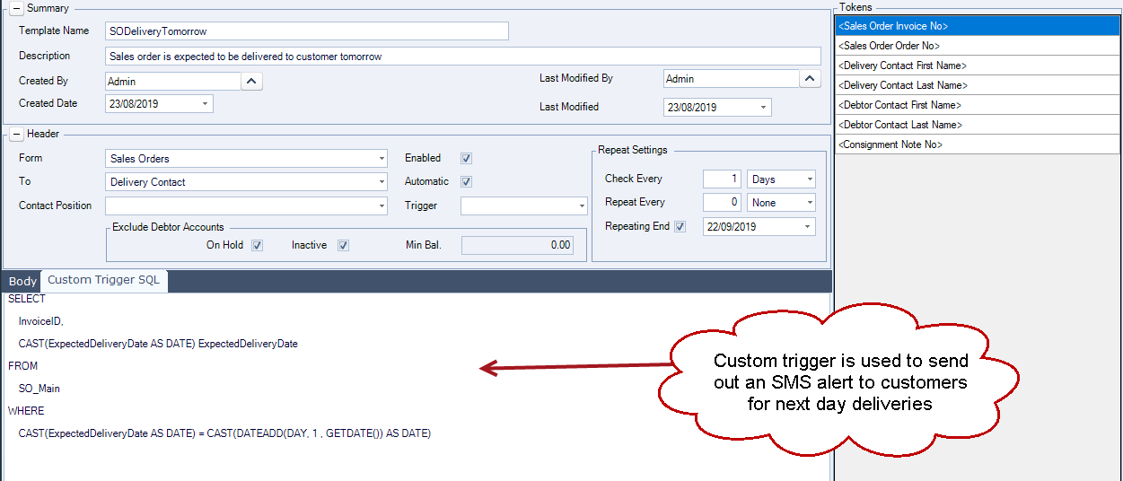 SMS Alerts Overview - JIWA Training